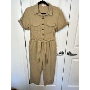 Renamed Jumpsuit Army Button Down Utility Collard Ankle Tie Waist Size Medium